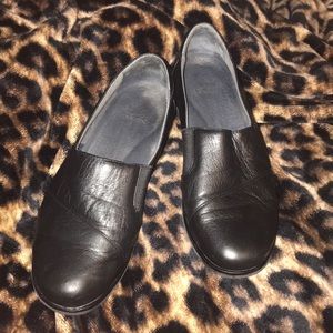 Dansko Black Leather Slip-On Mules